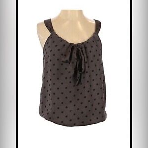American Eagle gray and black polka dot tank top with front bow-A